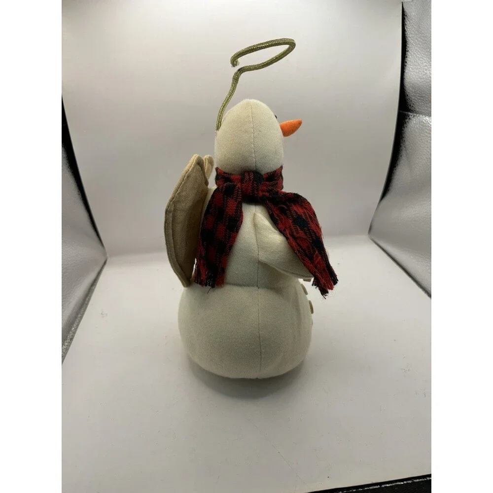 1997 Angel Tree Topper *Vintage* Hallmark Snowman with Wood Star Plush Fabric